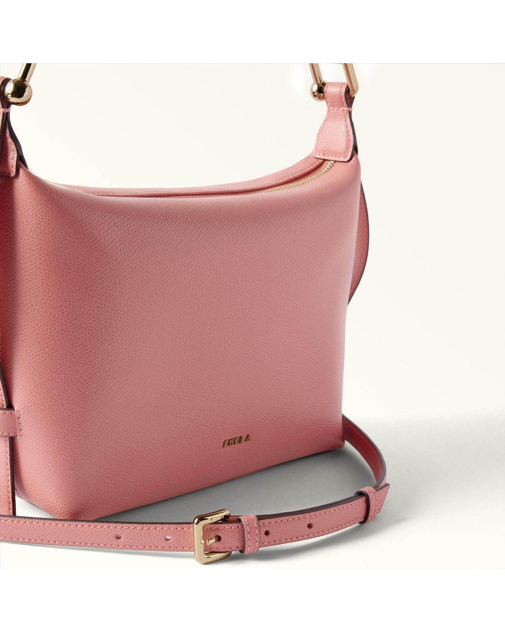 Furla Pink Tonie Shoulder Bag Xl Rosewood Ares Soft Textured Leather