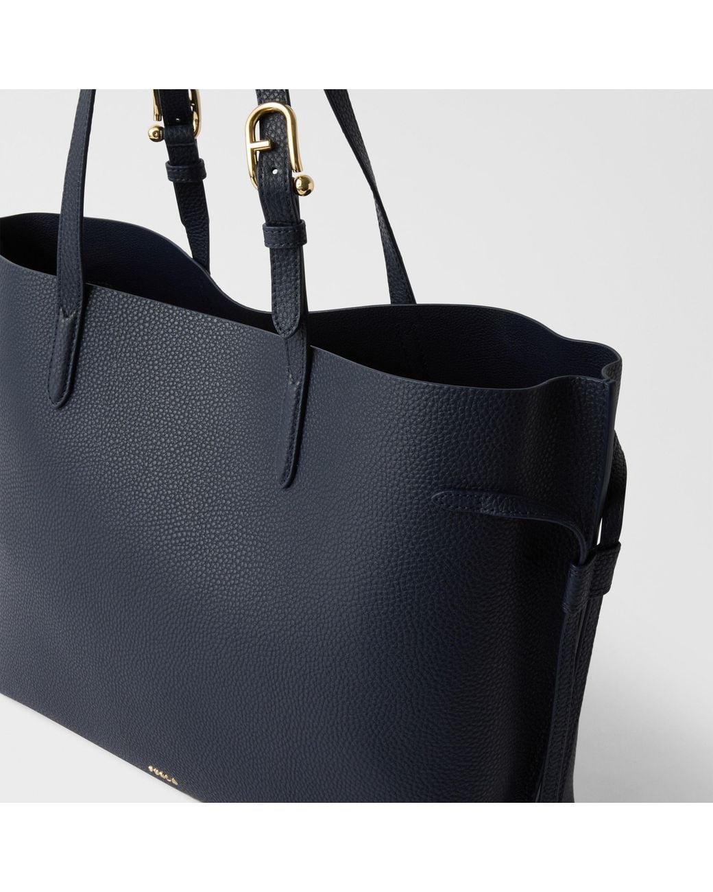 Furla Blue Ava Tote Ink Double Pebble Calf Leather