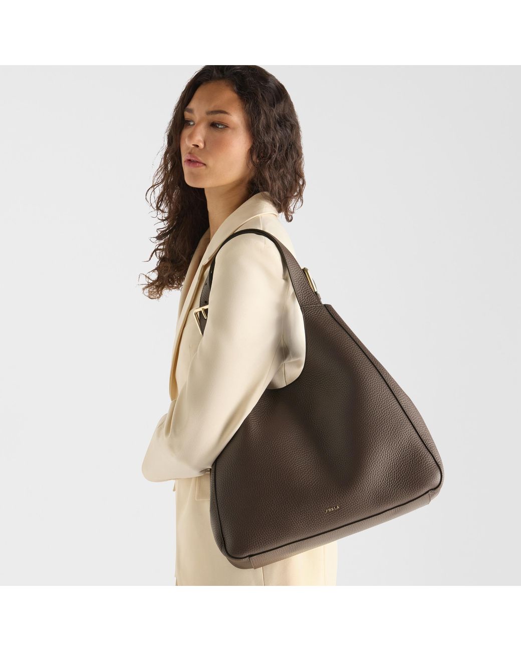 Furla Brown Dora Tote M Cioccolato Nisos Double Grained Leather