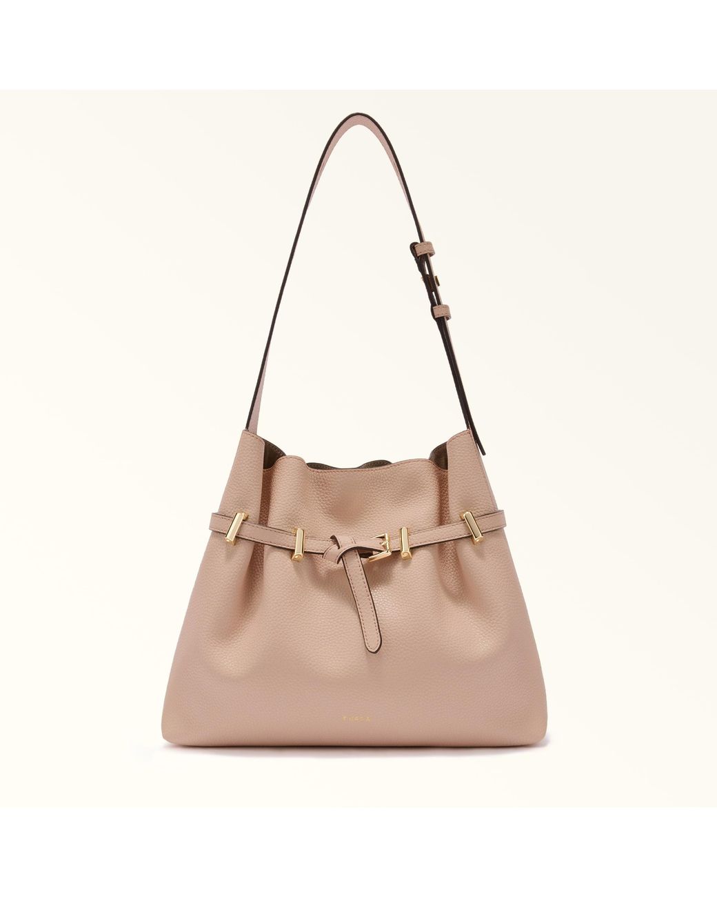 Furla Natural Aura Bucket Bag Anemone Keria Grained Calf Leather