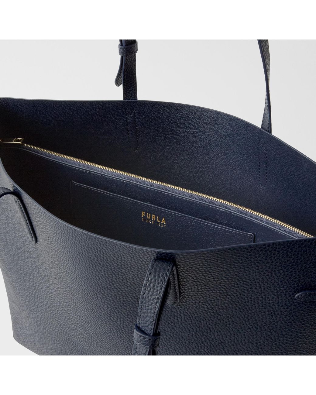 Furla Blue Ava Tote Ink Double Pebble Calf Leather