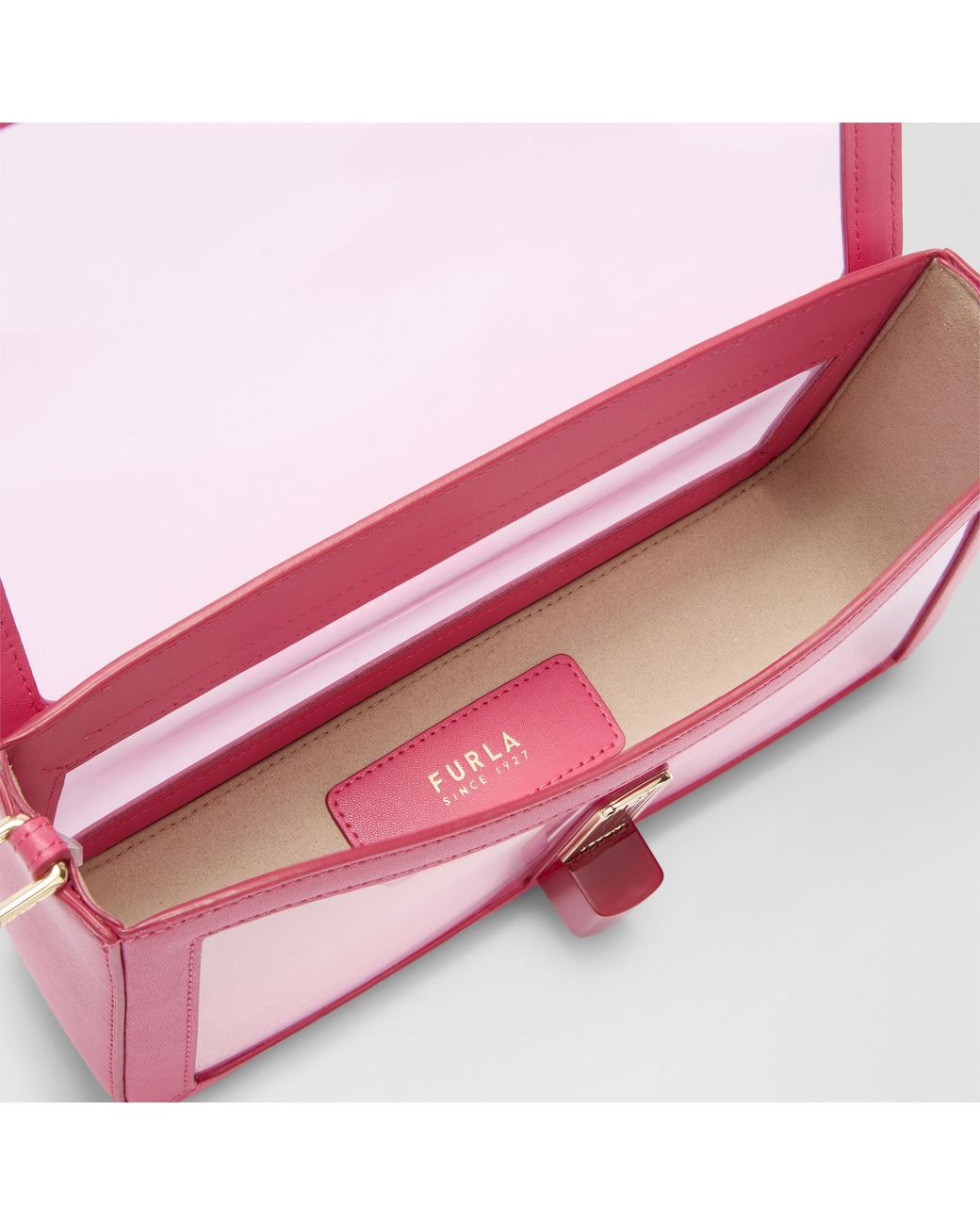 Furla Pink Iride Crossbody Toni Velvet Tpu Fabric + Sidney Calf Leather