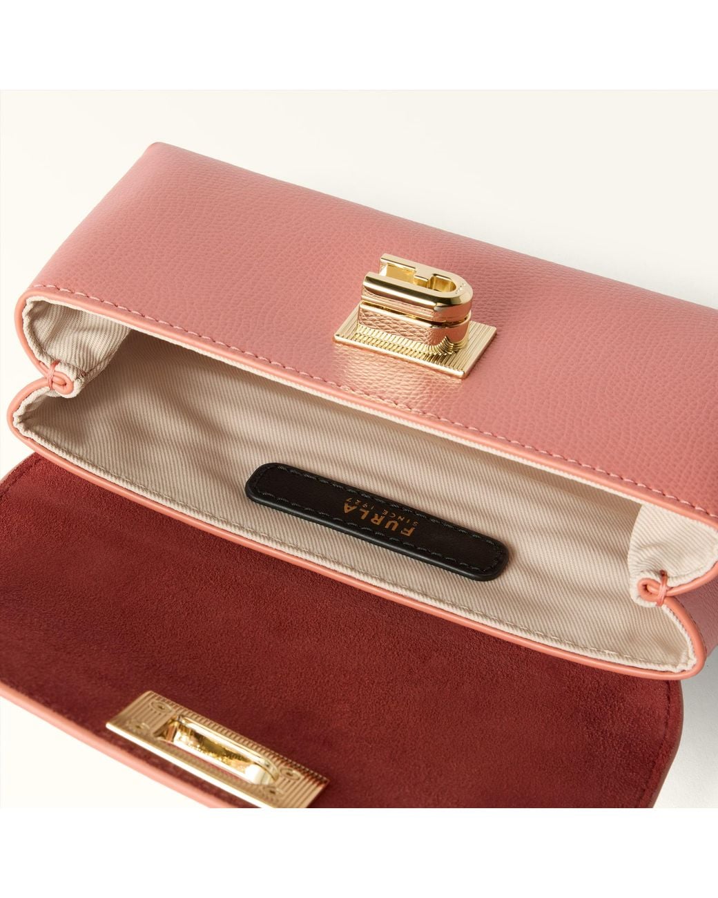 Furla Pink 1927 Mini Bag Rosewood Textured Leather