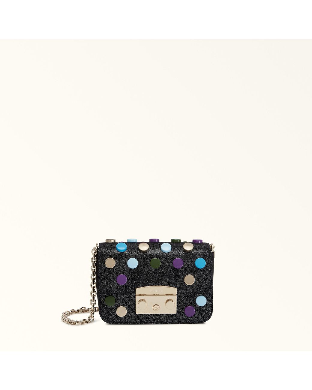 Furla Sac Bandoulière Tessuto Paillettes Camelia - Noir Toni Nero, 12x19x4cm, Coton/Polyéthylène