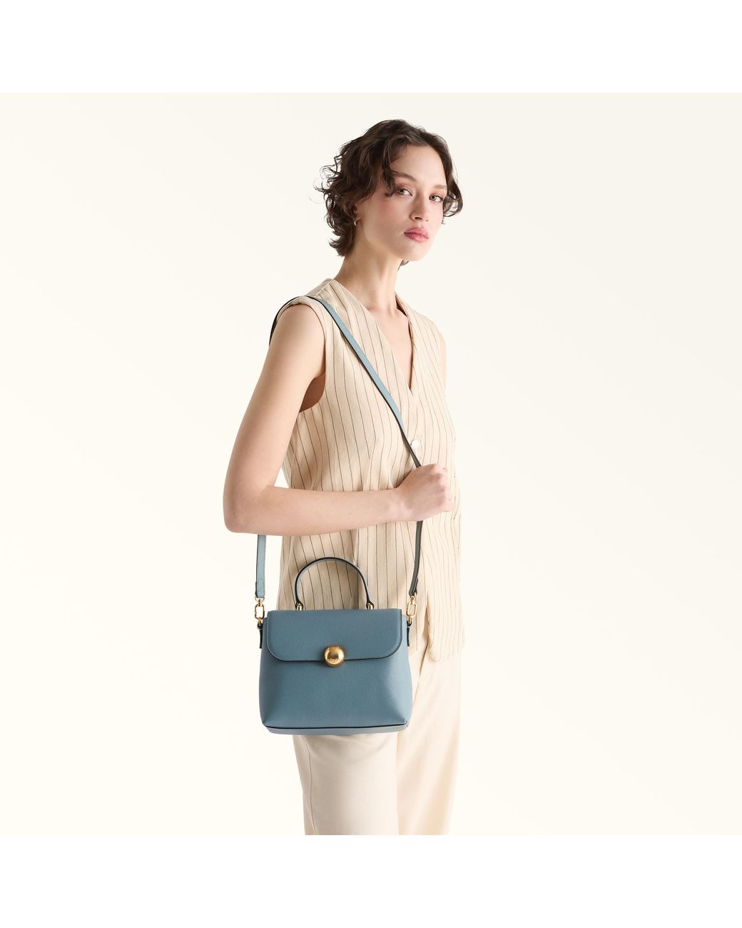 Furla Blue Moonlight Top Handle Cloud Night Calf Leather