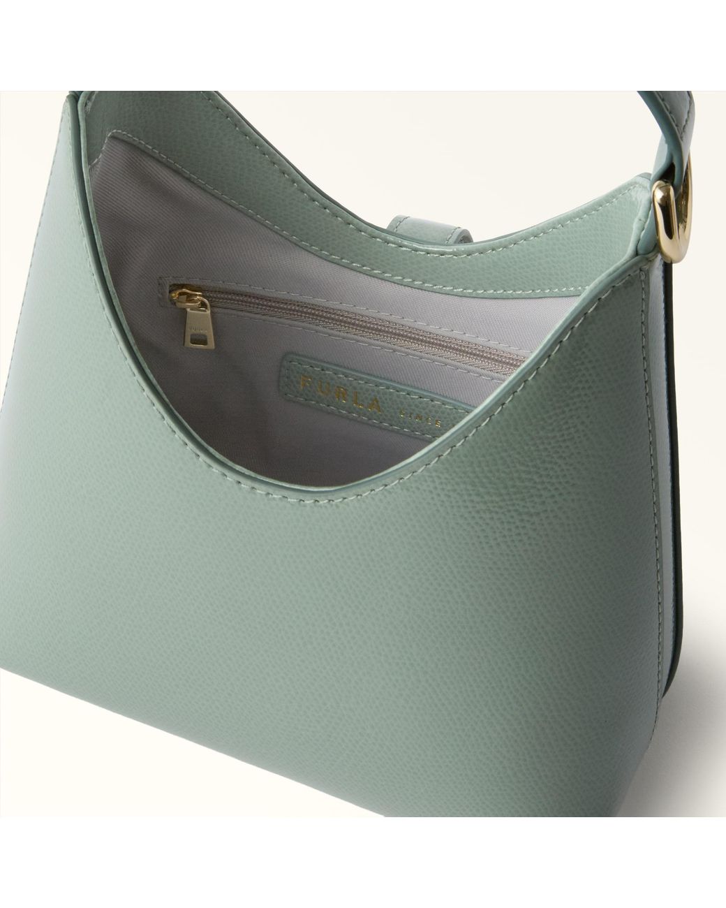 Furla Green Iride Mini Bag Winter Sky Varnished Ares Textured Leather