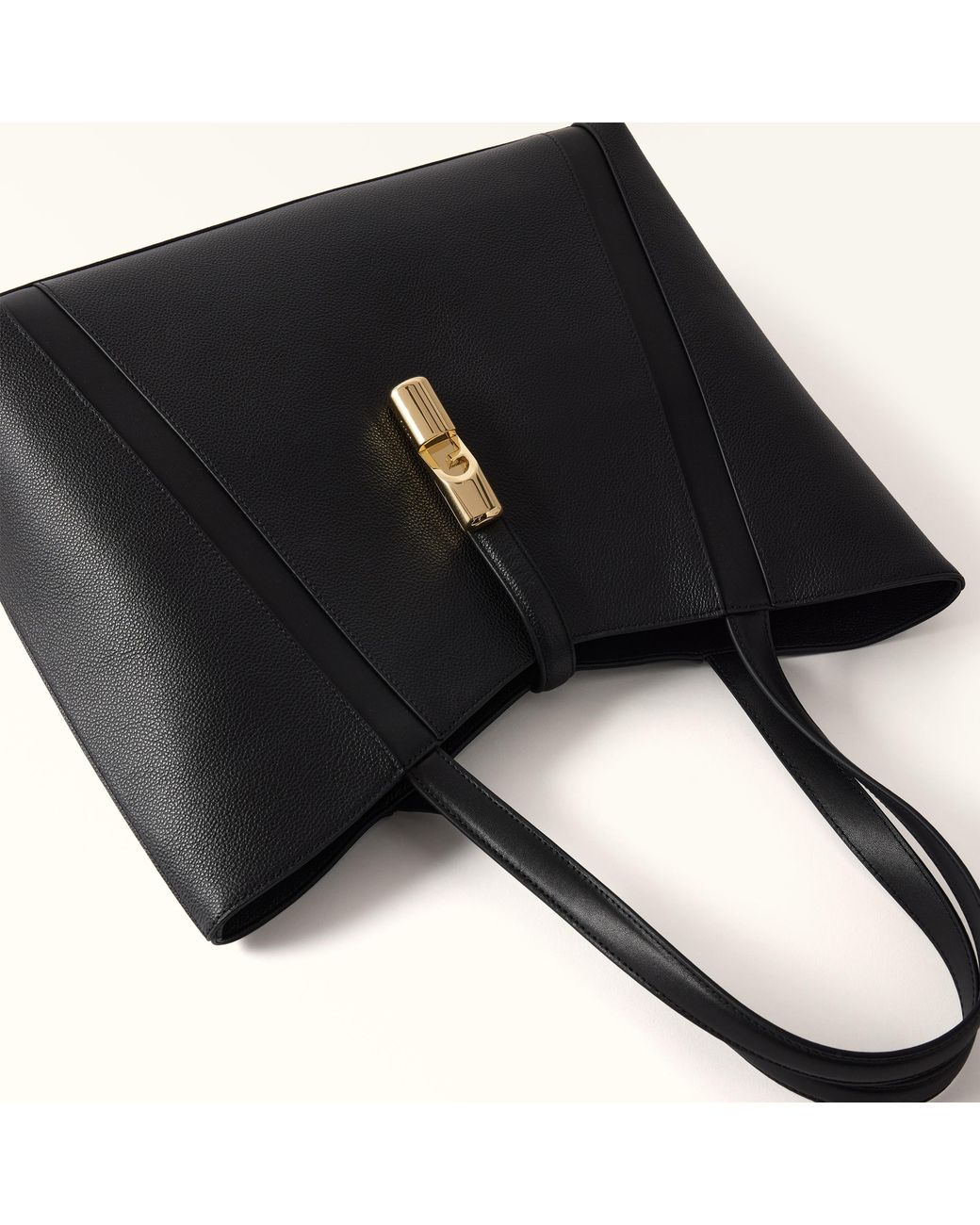 Furla Black Goccia Shoulder Bag Nero Night Calf Leather + Sidney Calf Leather