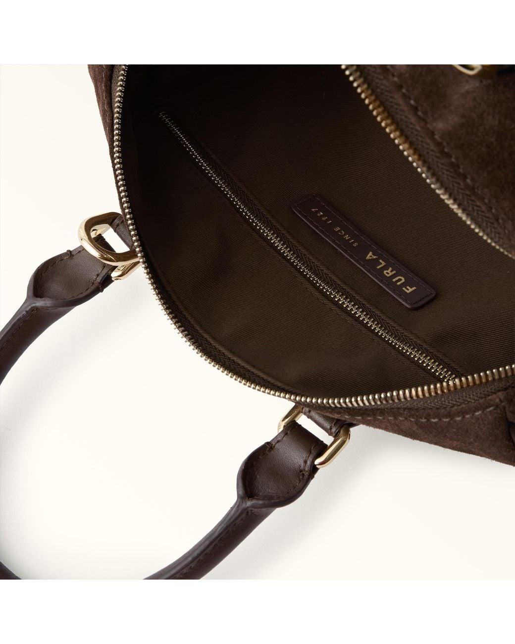 Furla Brown Olivia Boston Bag S Toni Cioccolato Suede + Sidney Calf Leather