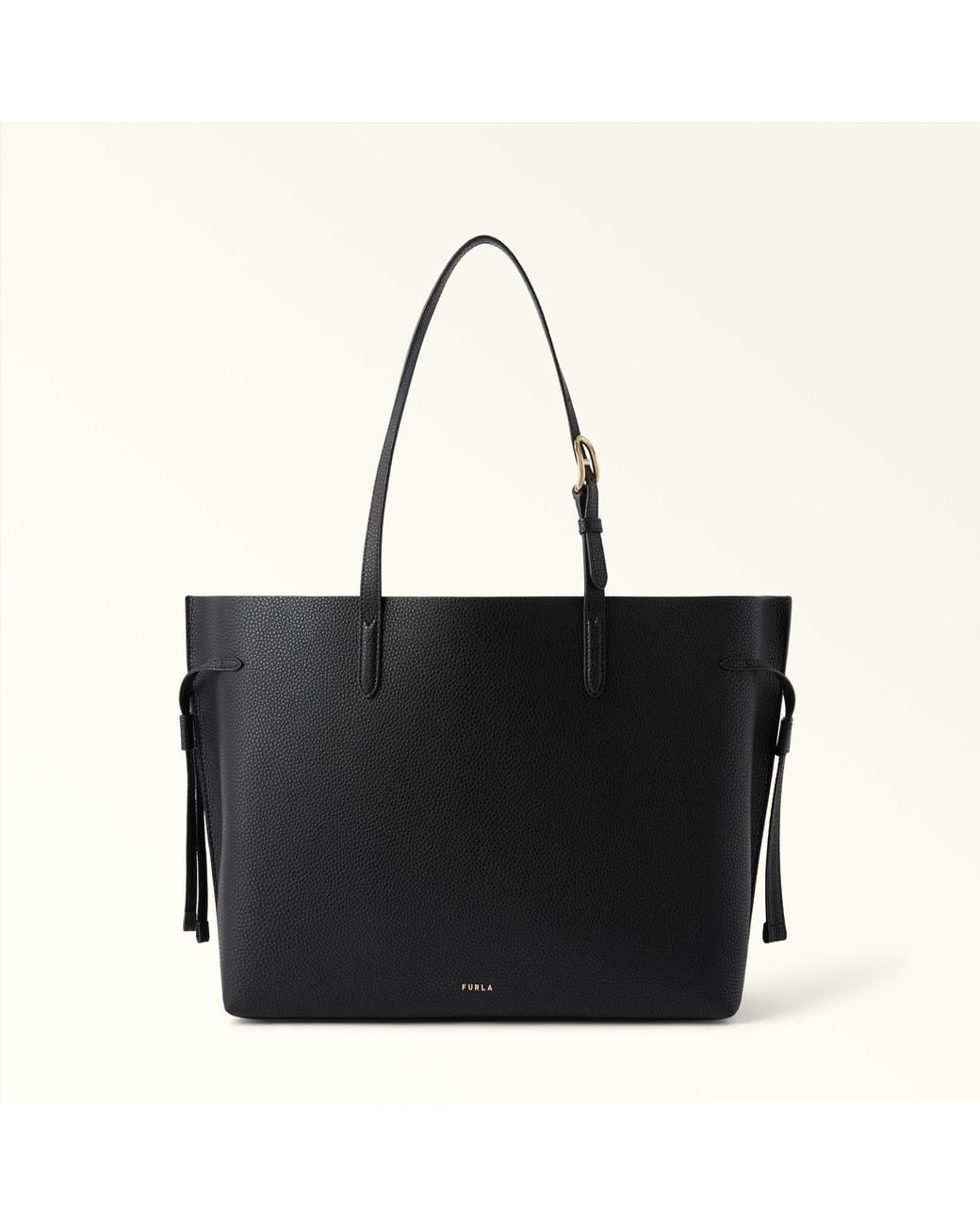 Furla Black Ava Tote Nero Double Pebble Calf Leather