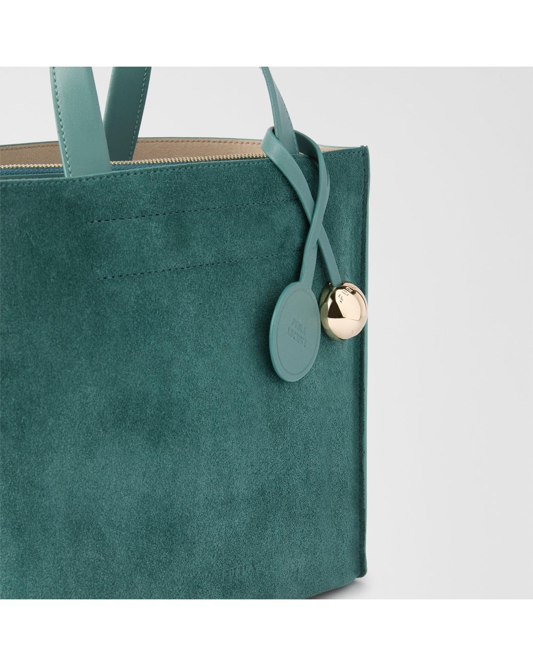 Furla Green Divide It Tote Toni Edera Suede + Sidney Calf Leather
