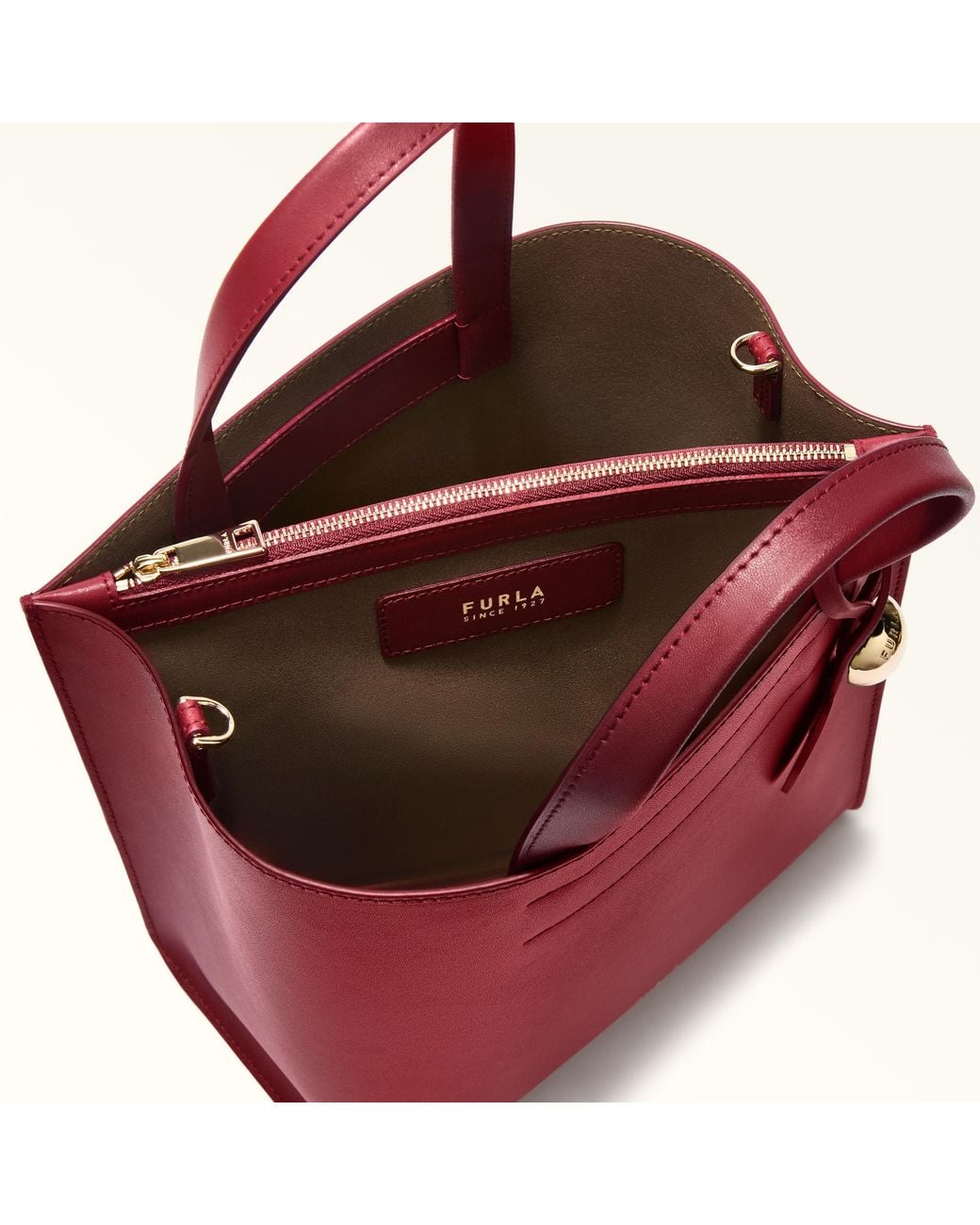 Furla Red Divide It Tote Ciliegia D Sidney Calf Leather