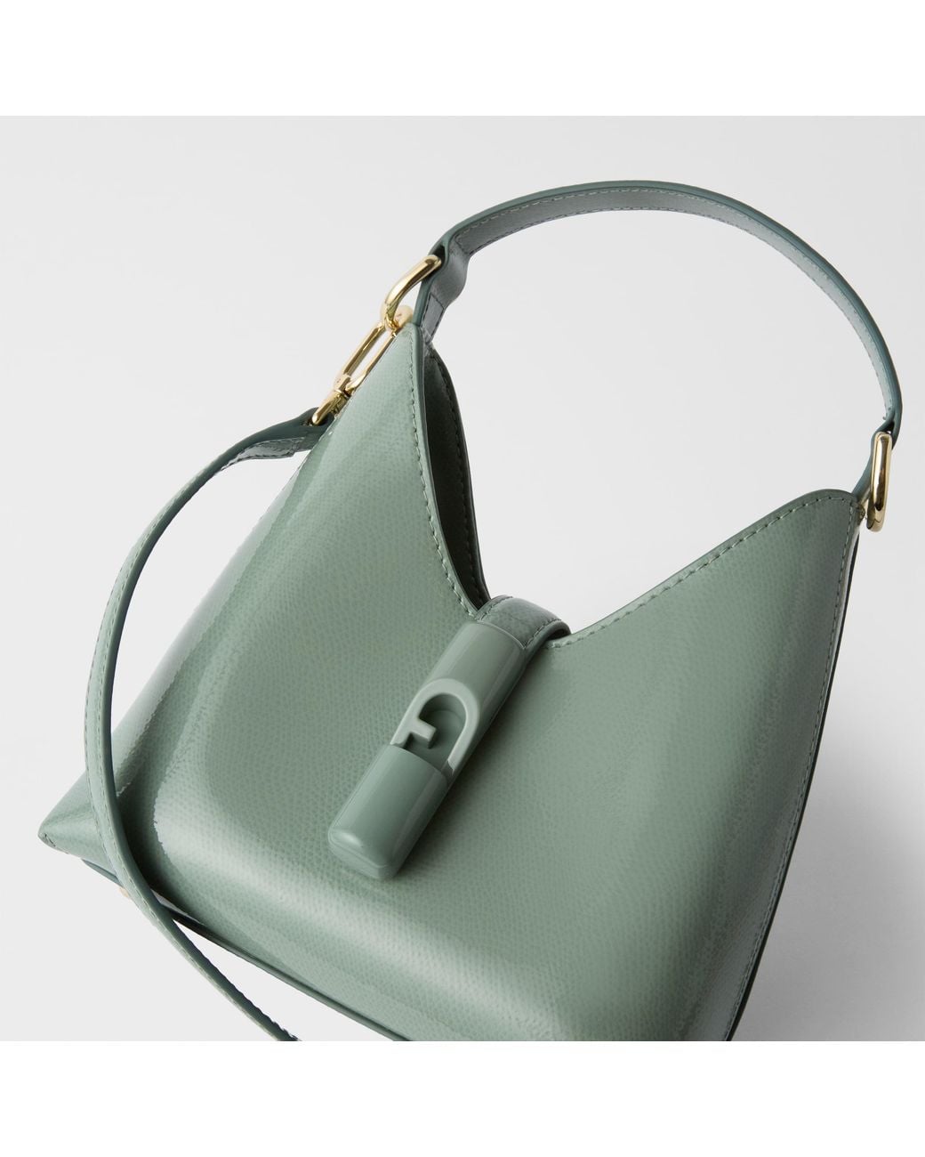 Furla Green Iride Mini Bag Winter Sky Varnished Ares Textured Leather