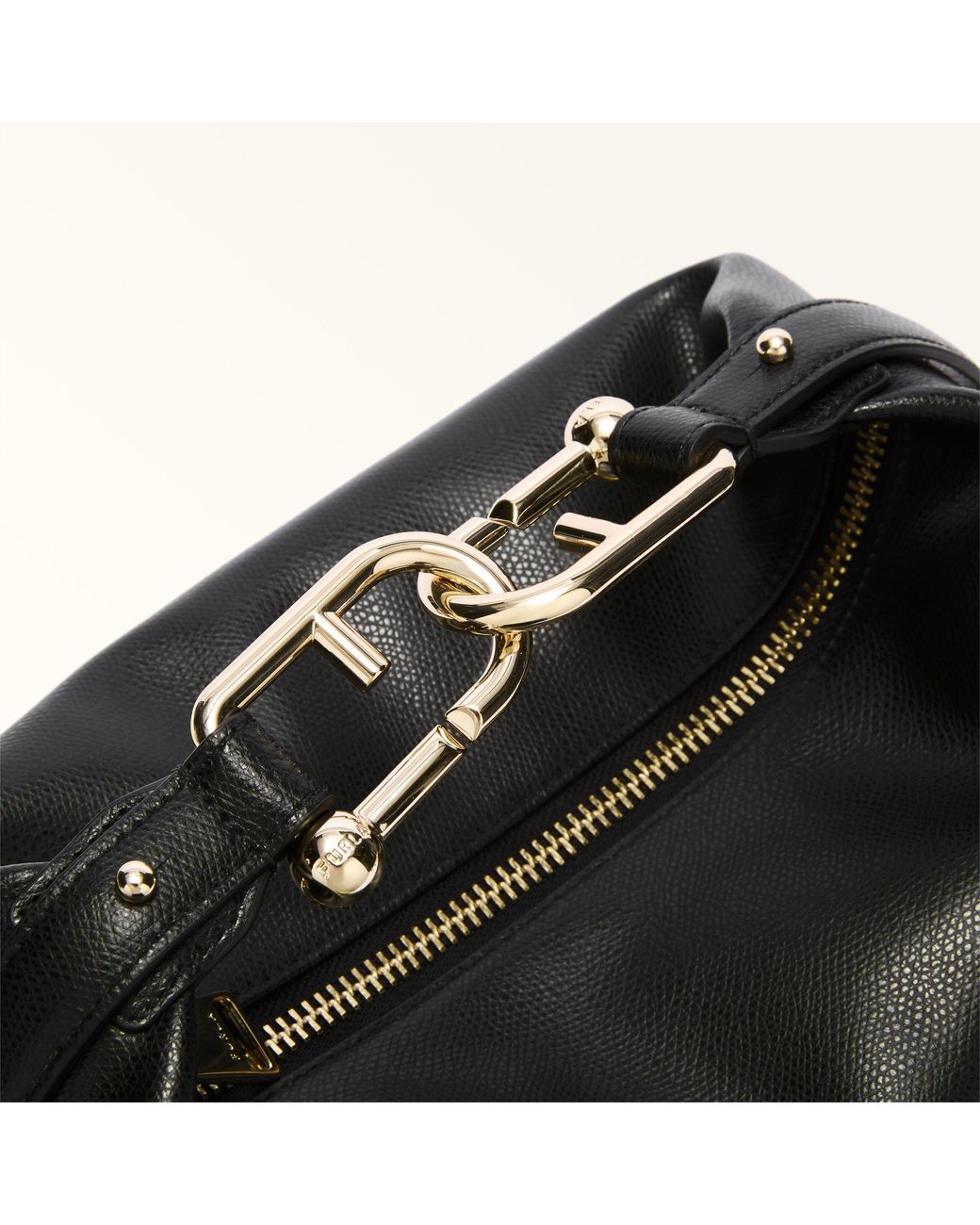 Furla Black Tonie Shoulder Bag Nero Ares Soft Textured Leather