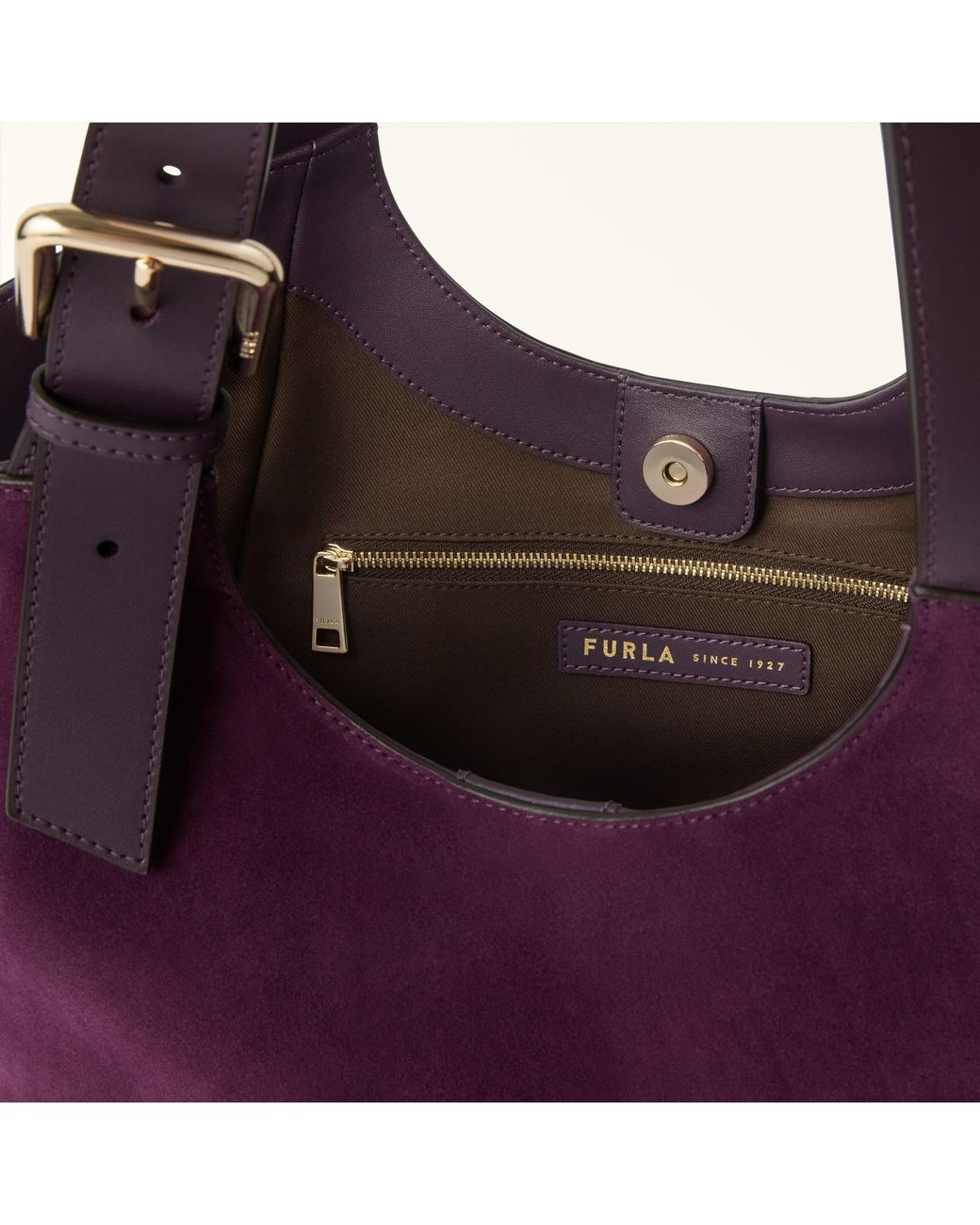 Furla Purple Dora Tote Toni Winter Bloom Suede + Sidney Calf Leather