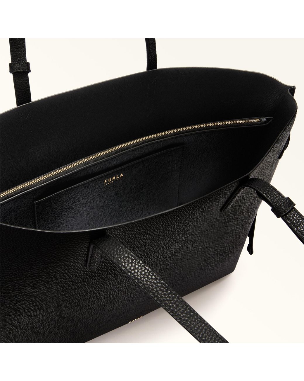 Furla Ava Tote Nero Double Pebble Calf Leather in Black | Lyst