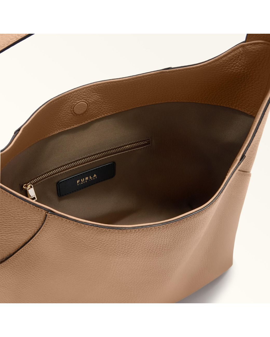 Furla Natural Lara Shoulder Bag Deserto Grained Calf Leather