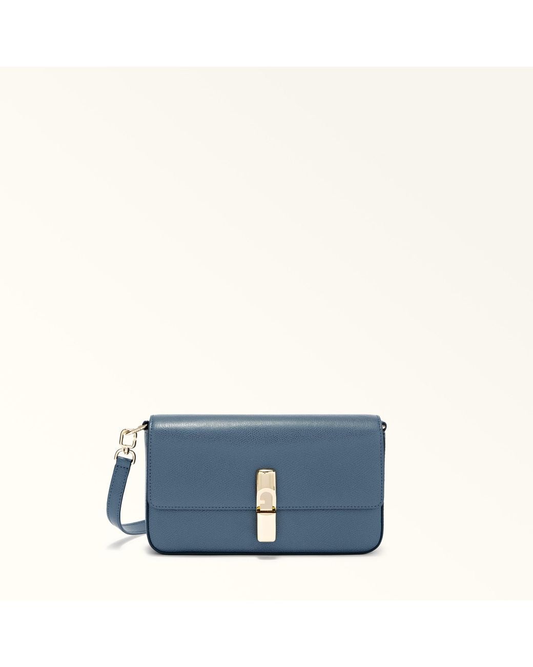 Furla Blue Iride Crossbody Grigio Blu Textured Leather