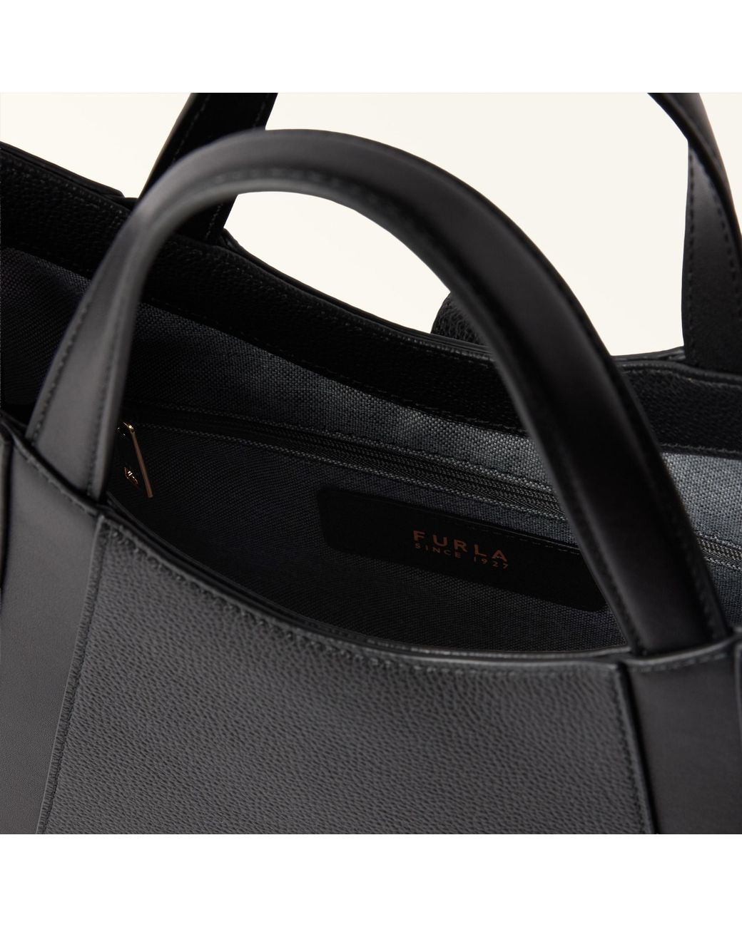Furla Black Goccia Shoulder Bag Nero Night Calf Leather + Sidney Calf Leather