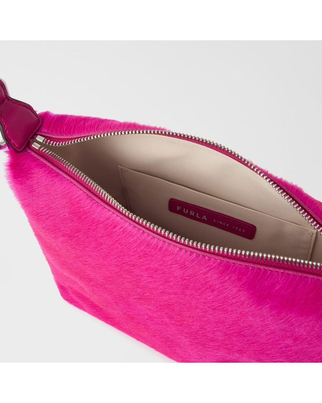 Furla Pink Tonie Shoulder Bag Ciclamino Pony Calf Leather