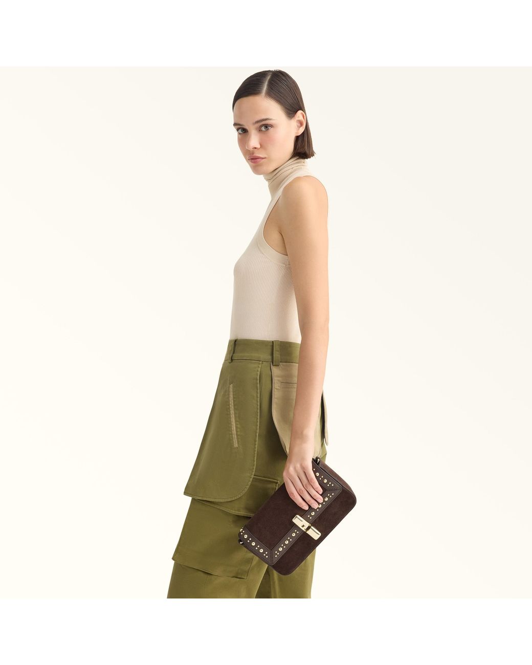 Furla Brown Iride Crossbody Toni Cioccolato Suede + Sidney Calf Leather + Studs