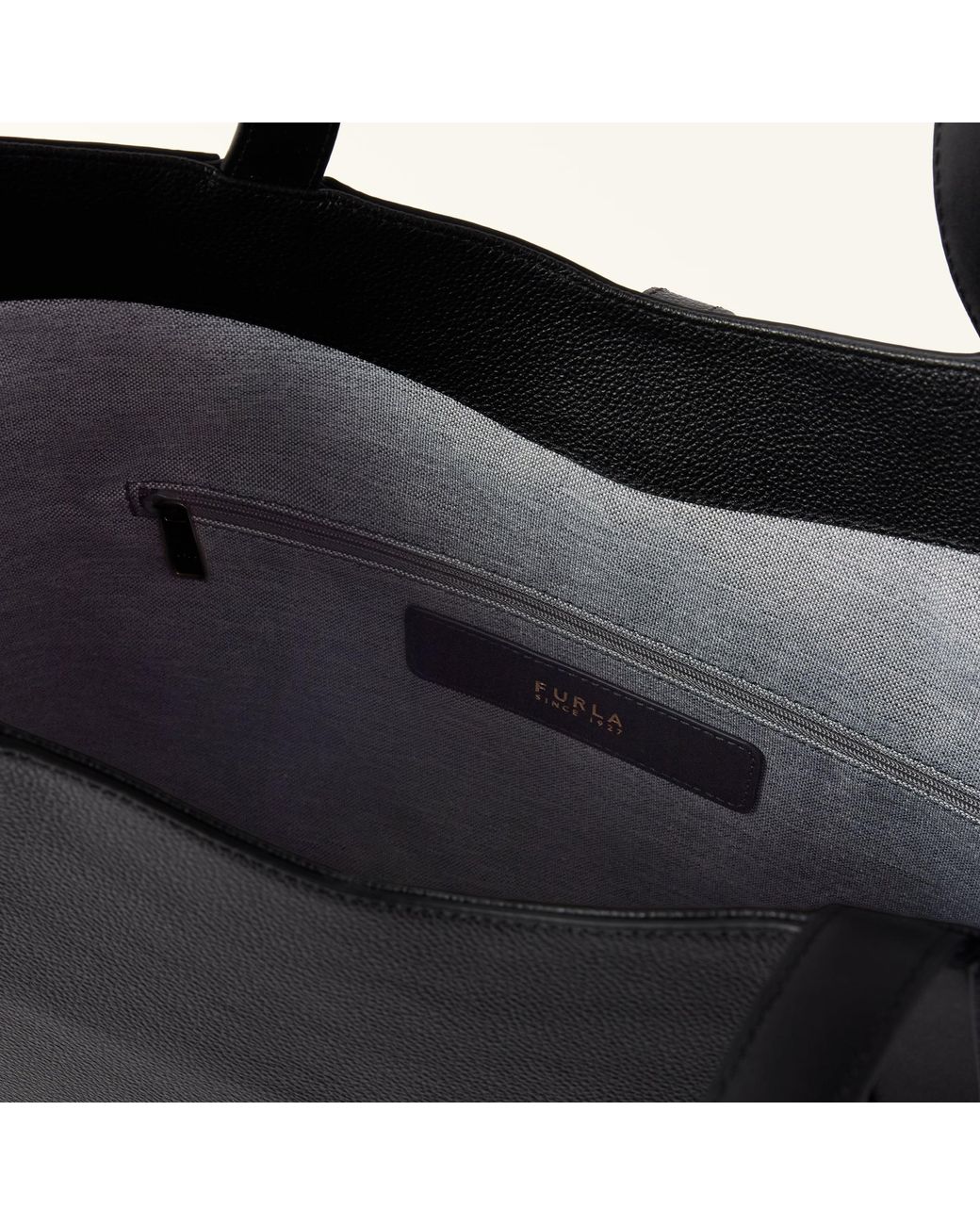 Furla Black Goccia Shoulder Bag Nero Night Calf Leather + Sidney Calf Leather