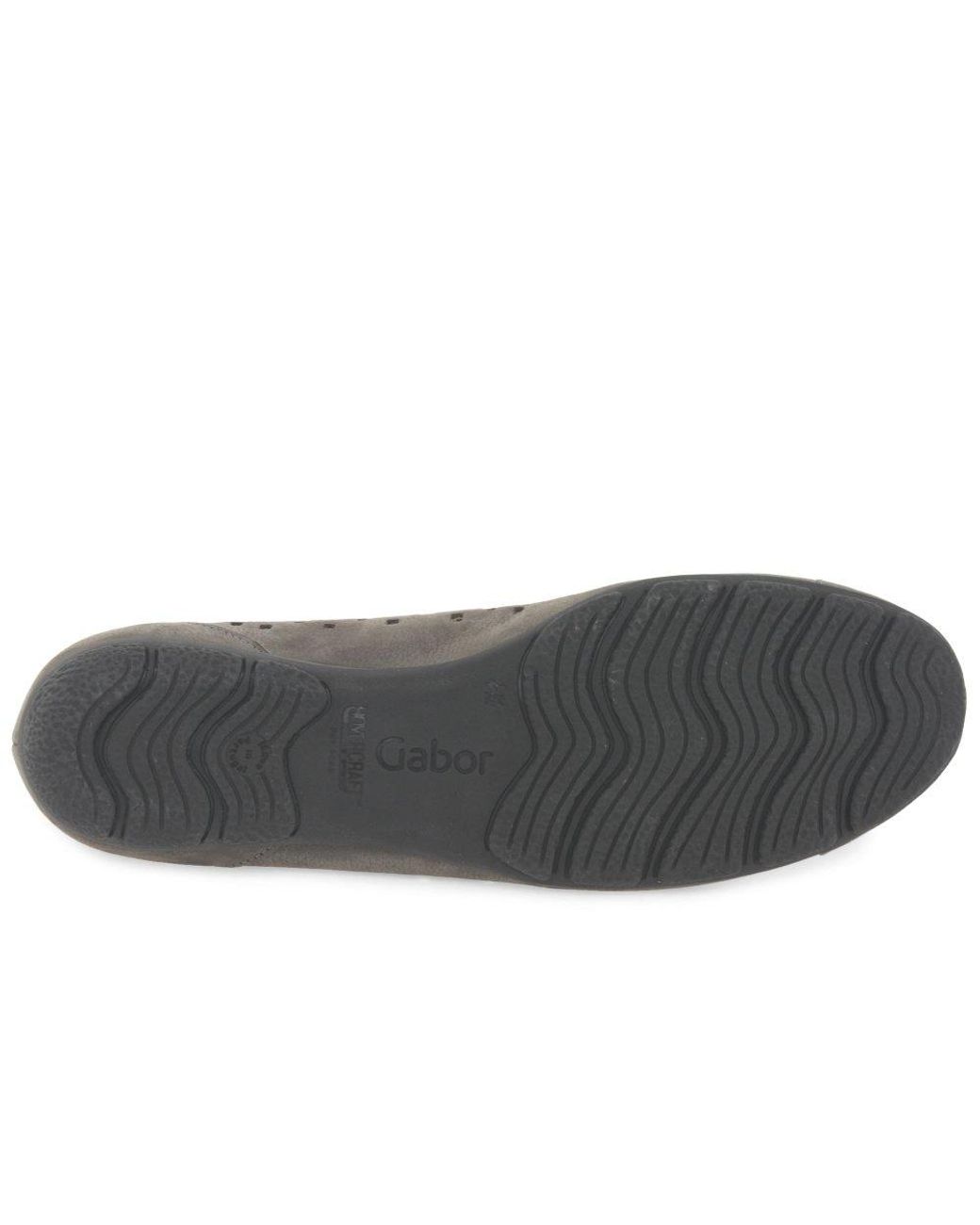 Gabor Gray Ruffle Punched Detail Casual Shoes Colour: Wallaby (Fumo)