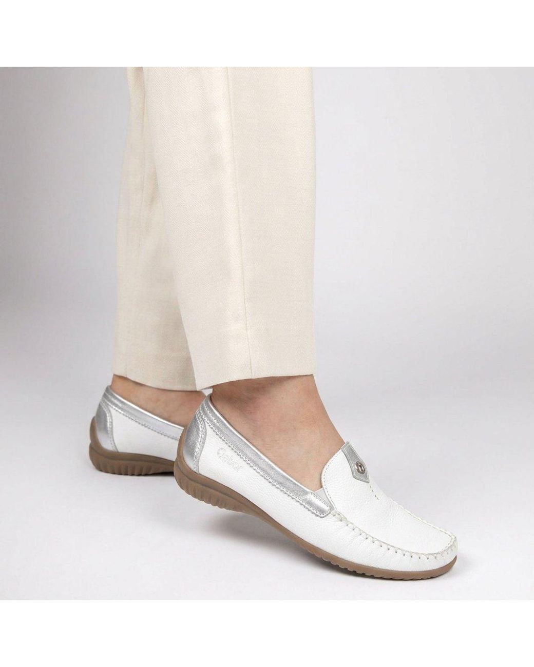 Gabor White California Sporty Moccasins