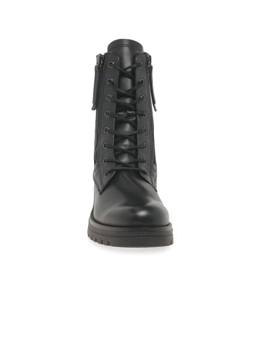 Gabor Black Serve Biker Boots Leather (Cdf)