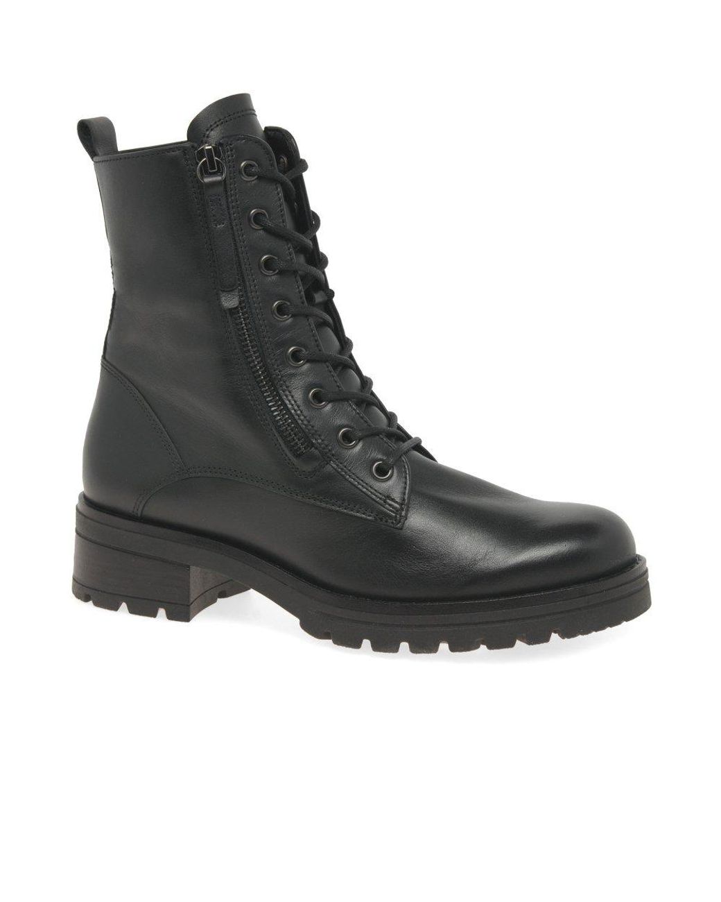 Gabor Black Serve Biker Boots Leather (Cdf)