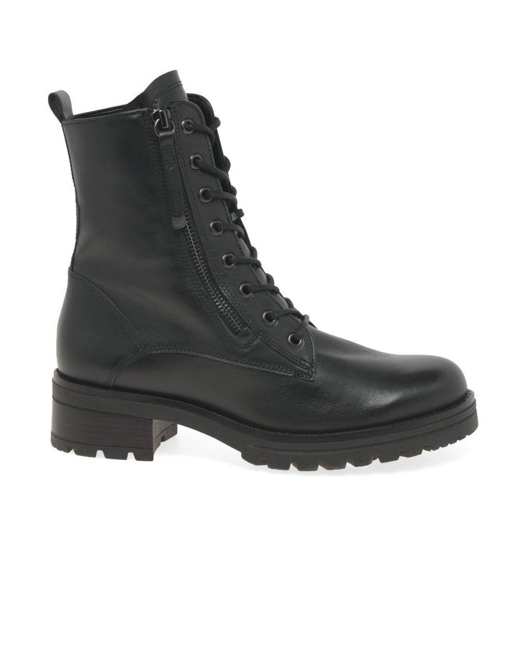 Gabor Black Serve Biker Boots Leather (Cdf)