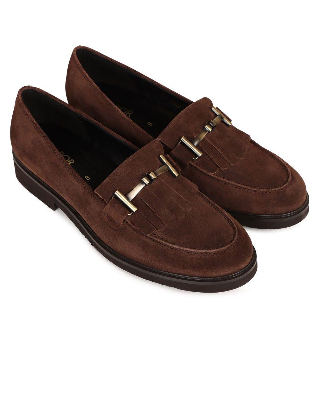 Gabor Brown Leader Fringe Loafers