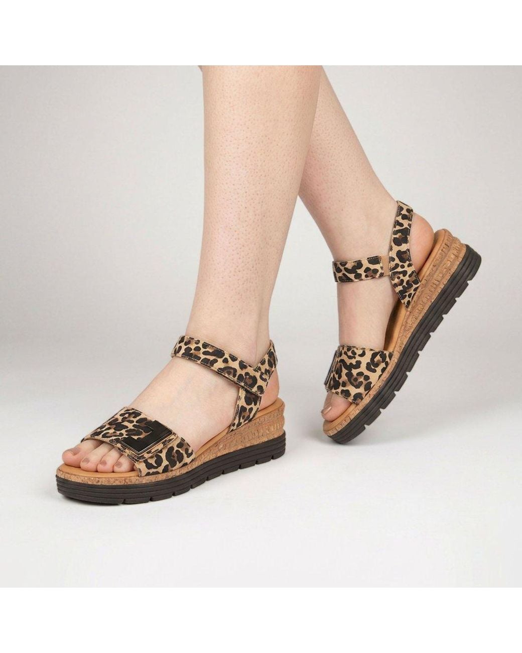 Gabor Brown Shout Wedge Heel Sandals