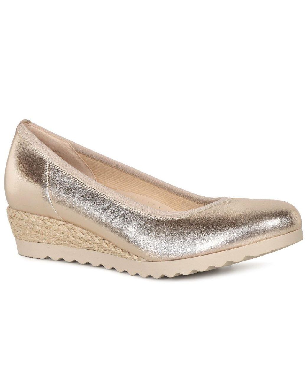 Gabor Natural Epworth Low Wedge Heeled Shoes