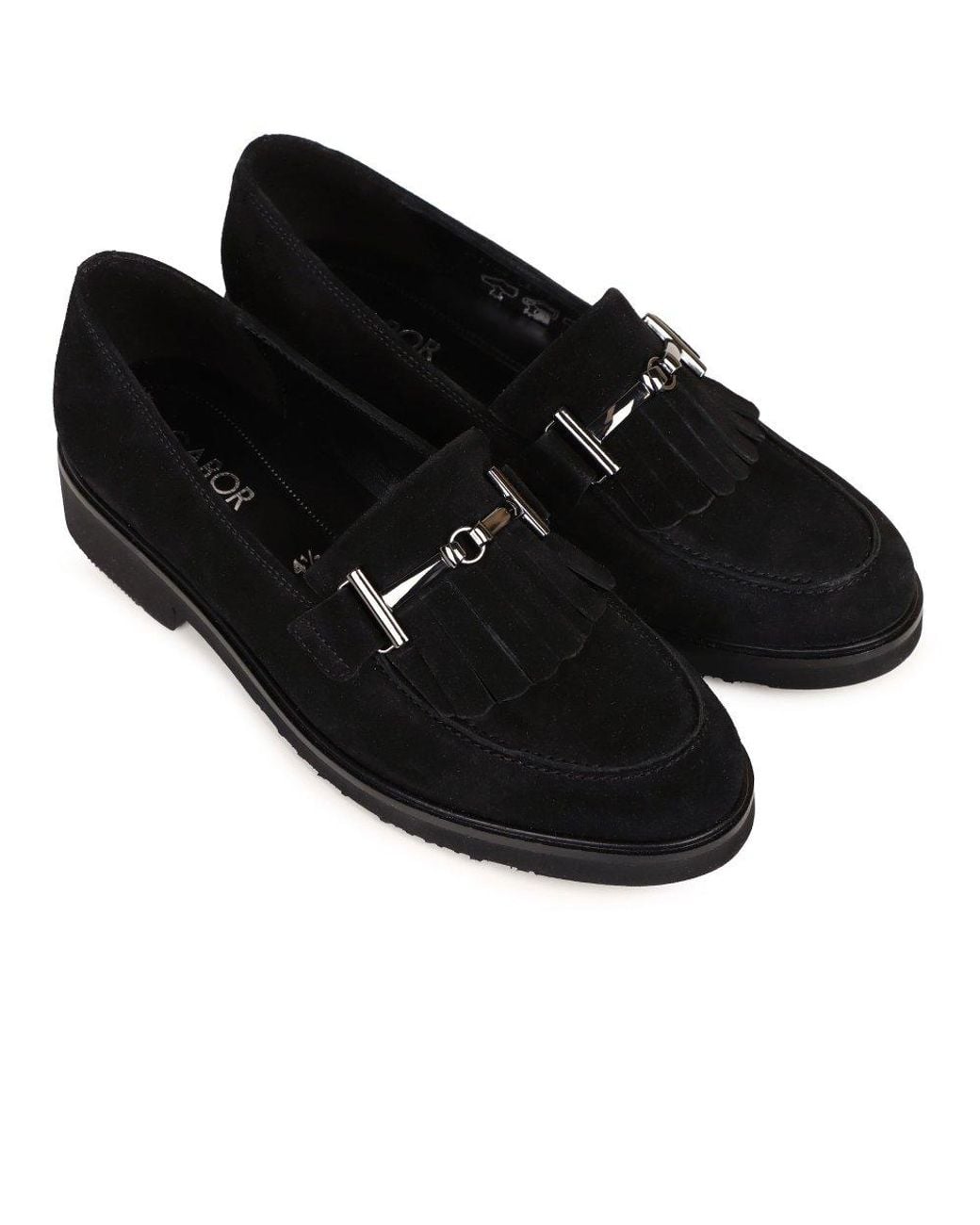 Gabor Black Leader Fringe Loafers