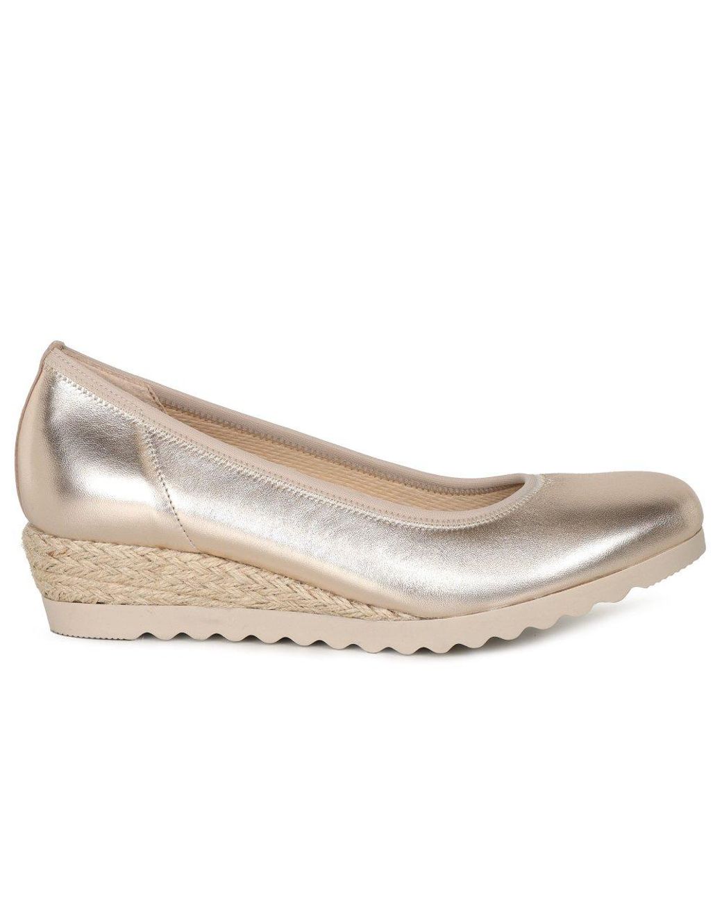 Gabor Natural Epworth Low Wedge Heeled Shoes