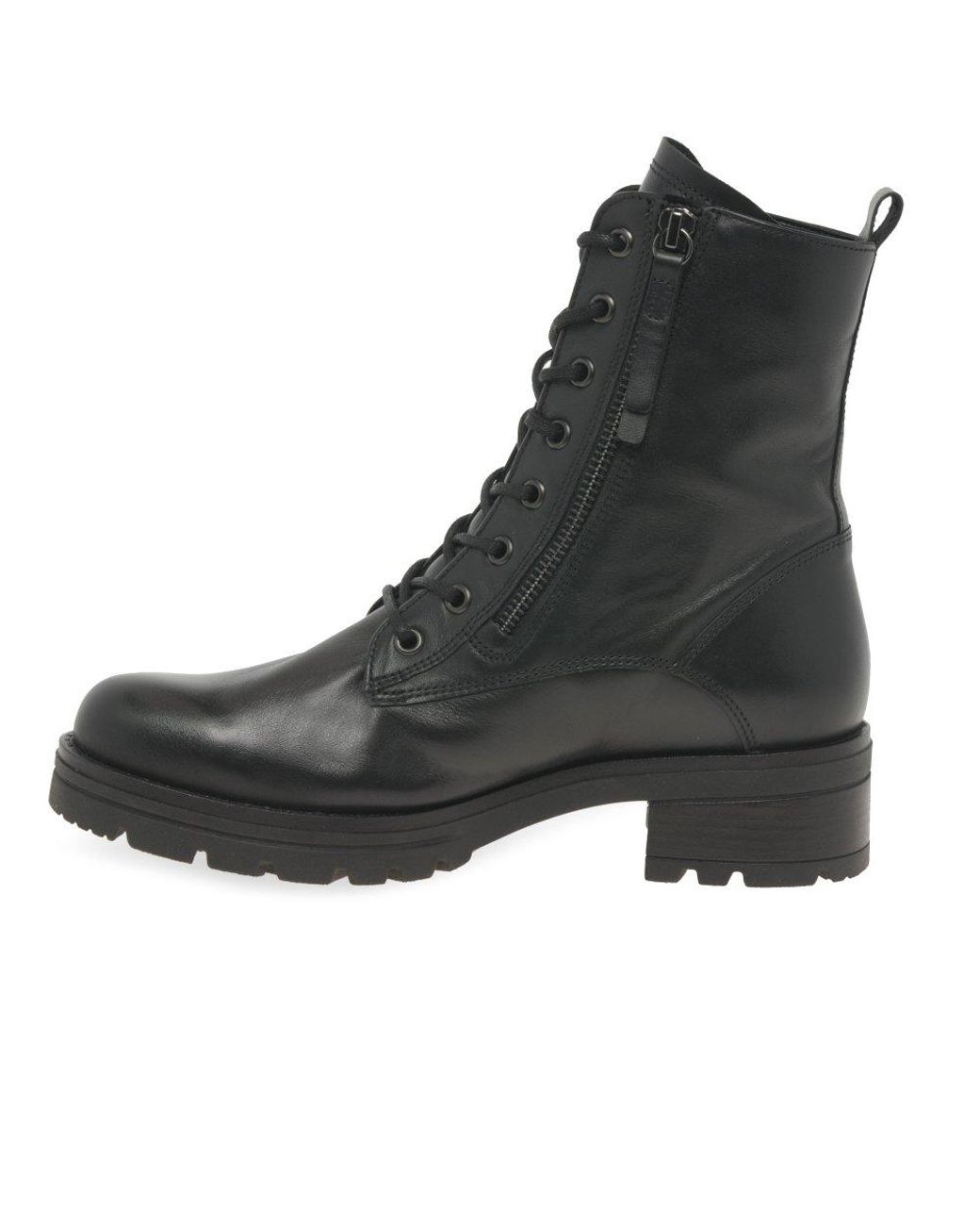 Gabor Black Serve Biker Boots Leather (Cdf)