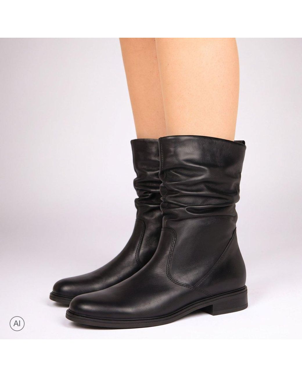 Gabor Black Hodie Calf Length Boots