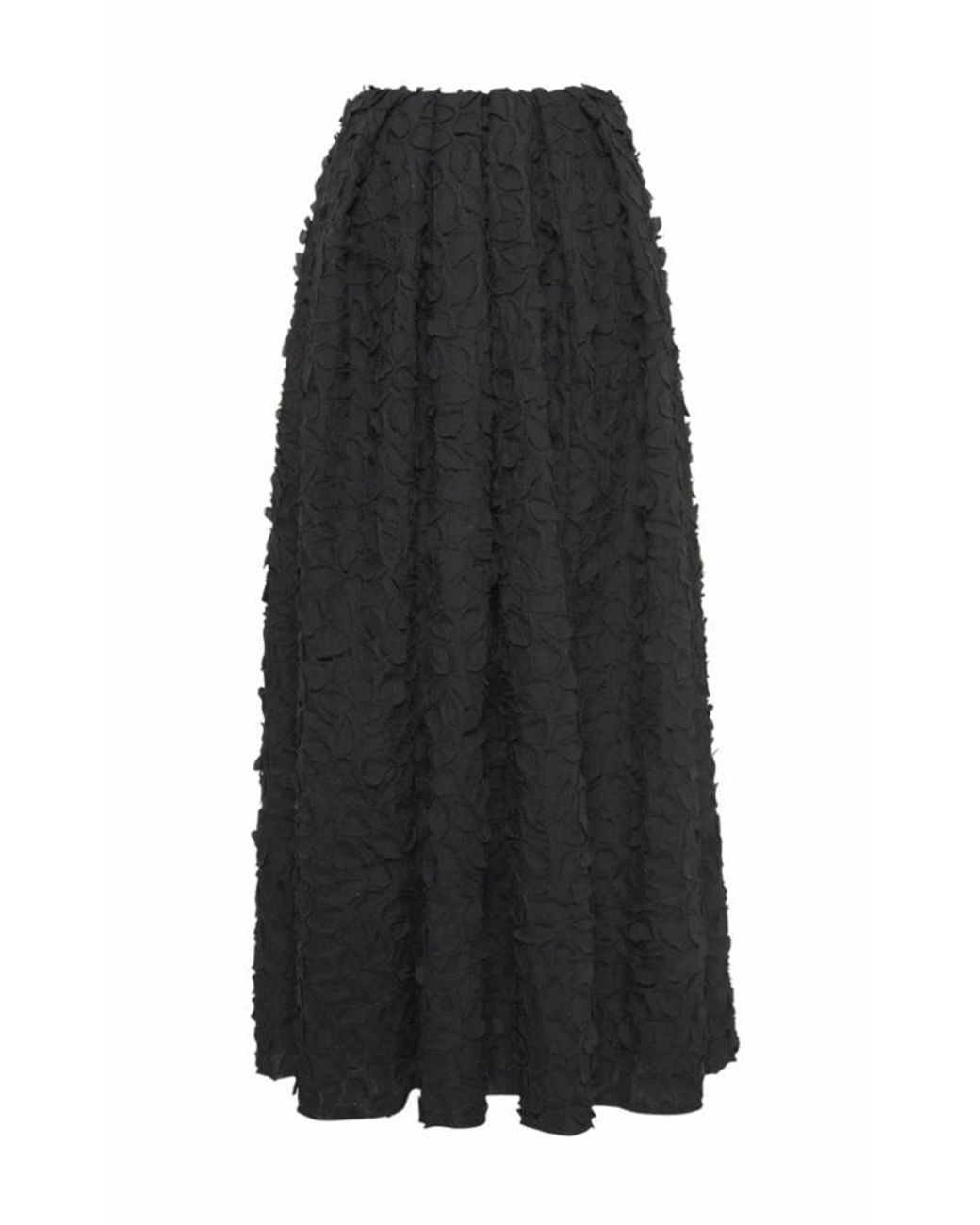 Gabriela Hearst Black Zelia Embroidered Leaves Maxi Skirt