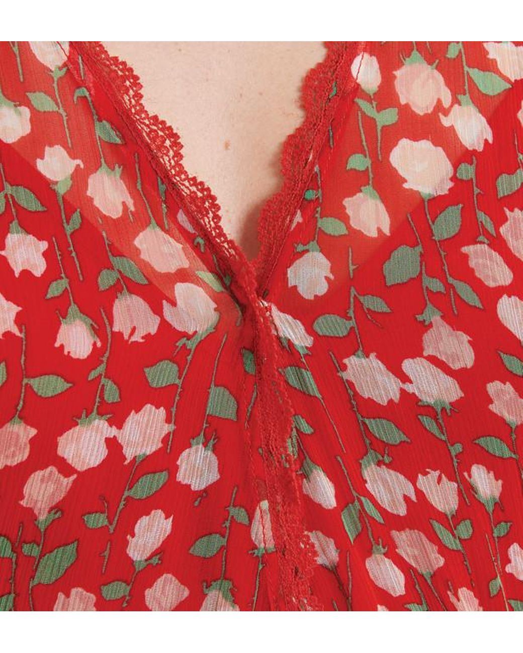 Robe cache coeur mousseline imprimé roses Synthétique The Kooples en  coloris Rouge | Lyst