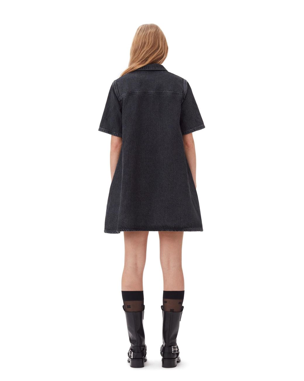 washed black heavy denim mini dress GANNI | Heavy Denim Mini Dress | Black Dresses