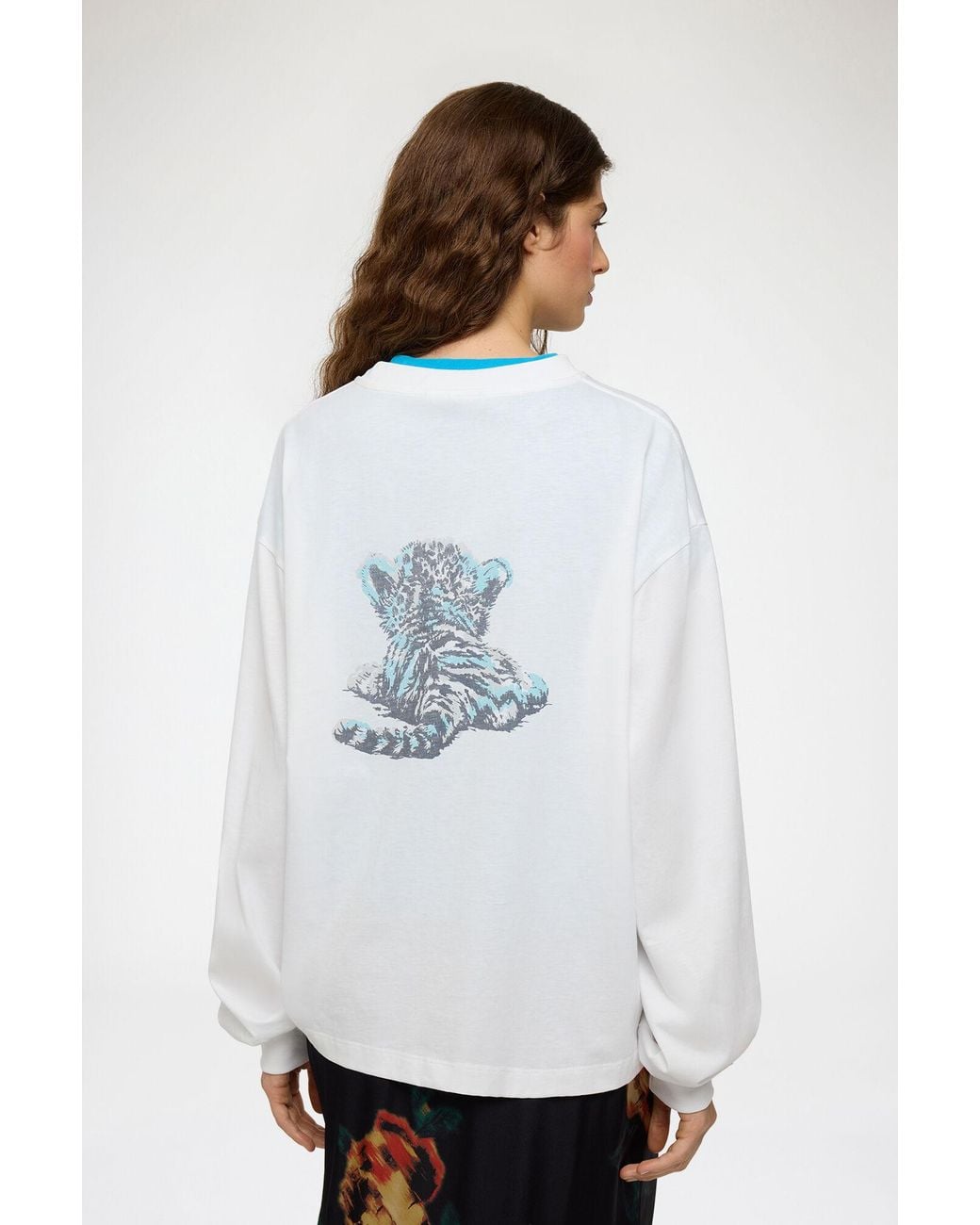 Ganni White Long-Sleeve T-Shirt With Tiger