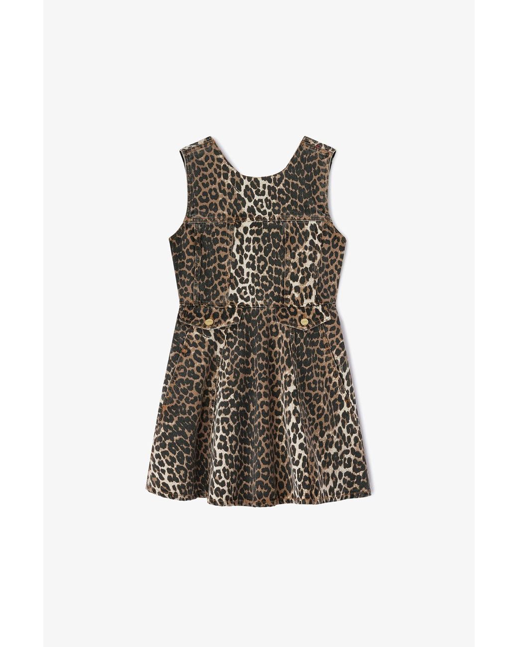 Ganni Multicolor Leopard Denim Mini Dress