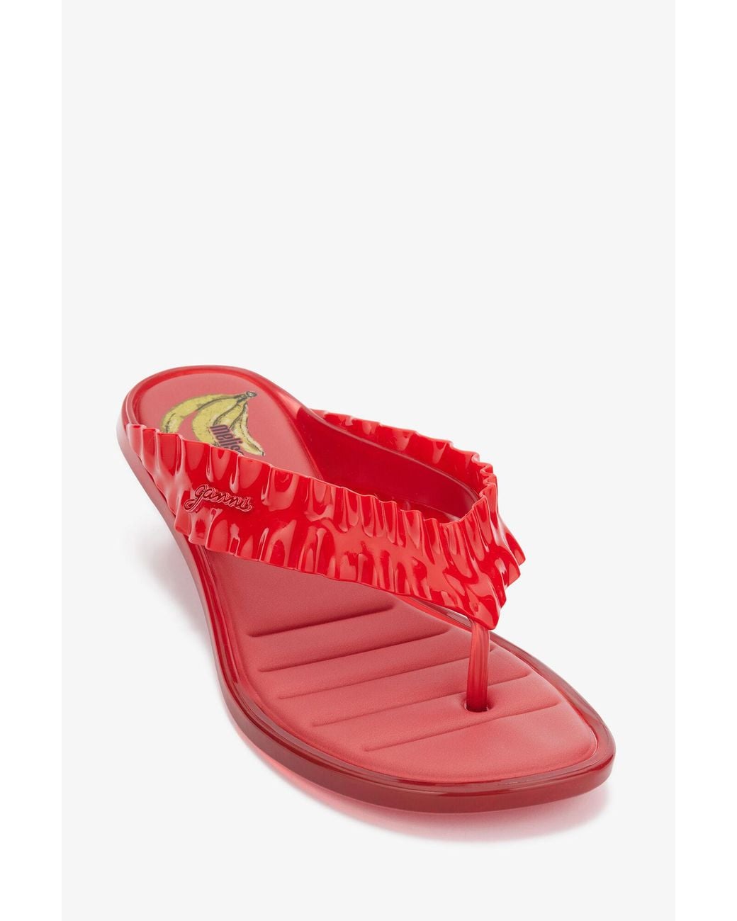 Ganni Red Melissa Thong Kitten Heel