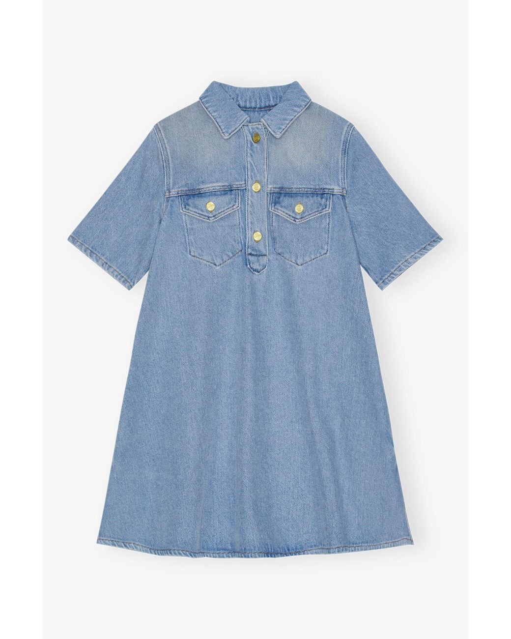 white christmas dresses Ganni - Kjoler - Heavy Denim Mini Dress - Tint Wash