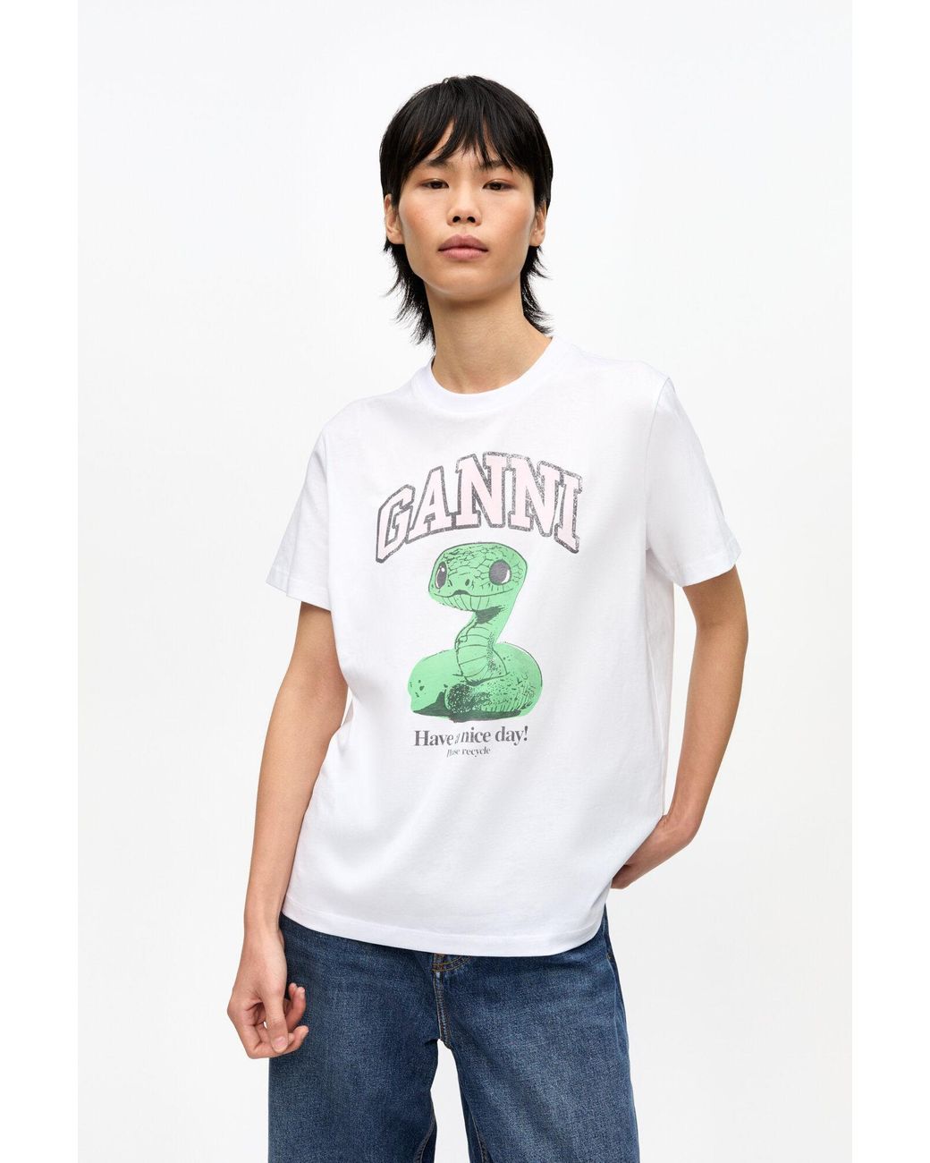 ★Ganni★ Basic Jersey Tattoo Lace Relaxed Fit Short Sleeve Ganni Basic Jersey Tattoo Lace Relaxed T-Shirt | Saks Fifth
