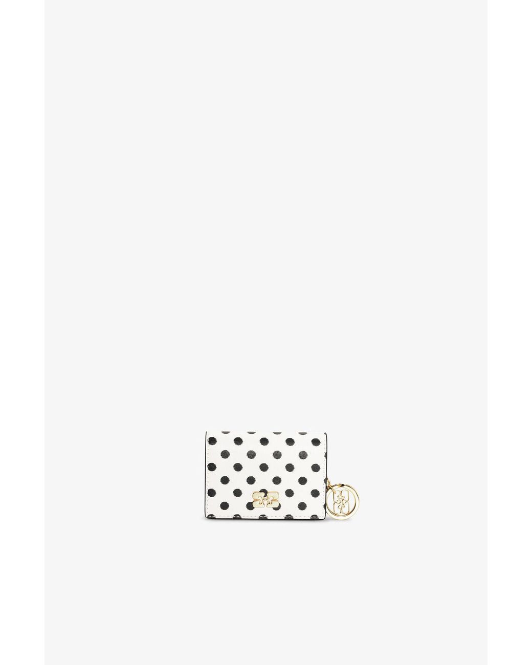 Ganni White Bou Card Holder With Flap And Dots