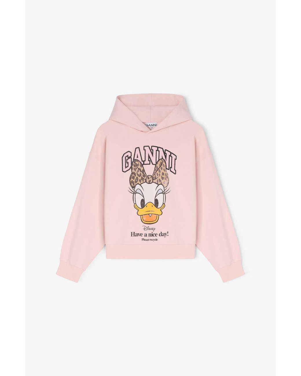 Ganni Pink Daisy Duck Cropped Hoodie