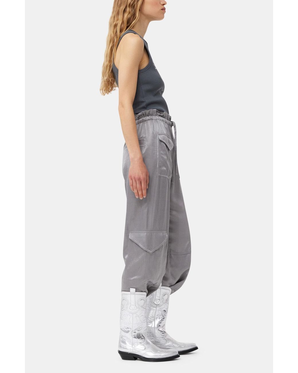 Ganni Metallic Embroidered Western Boot