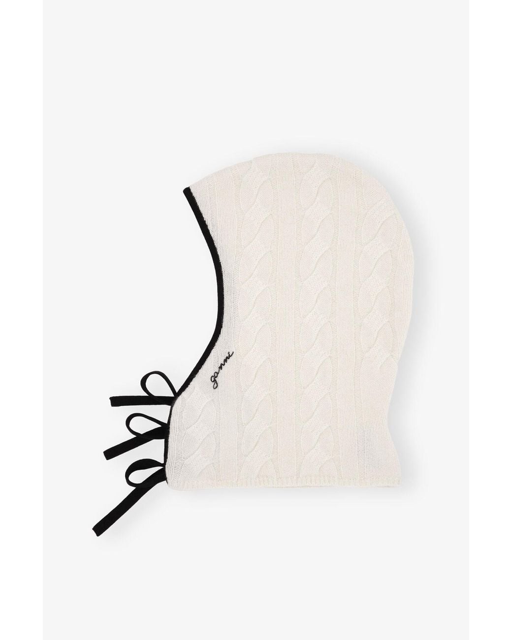 Ganni White Ivory Cashmere Mix Balaclava