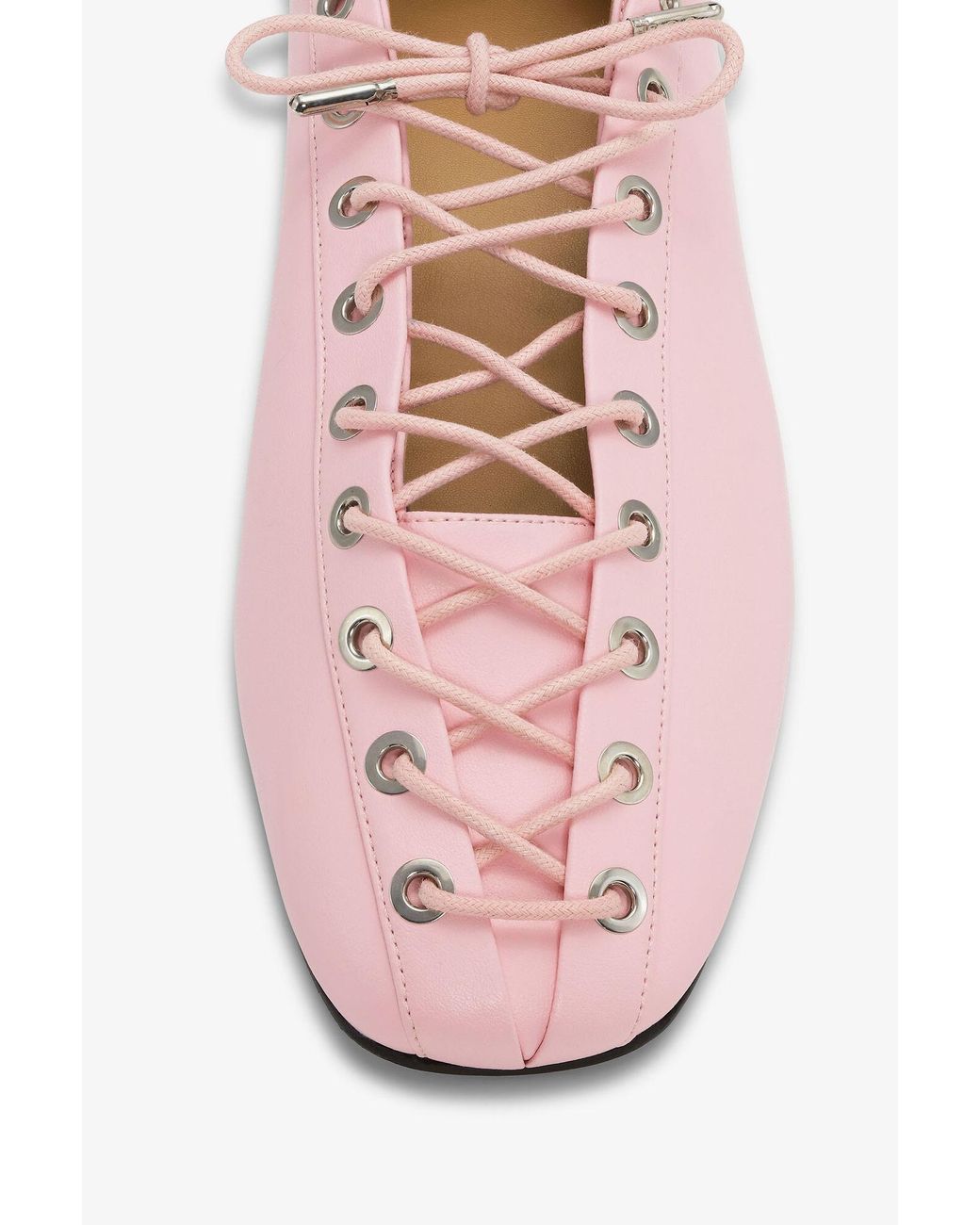 Ganni Pink Lace-Up Ballerinas